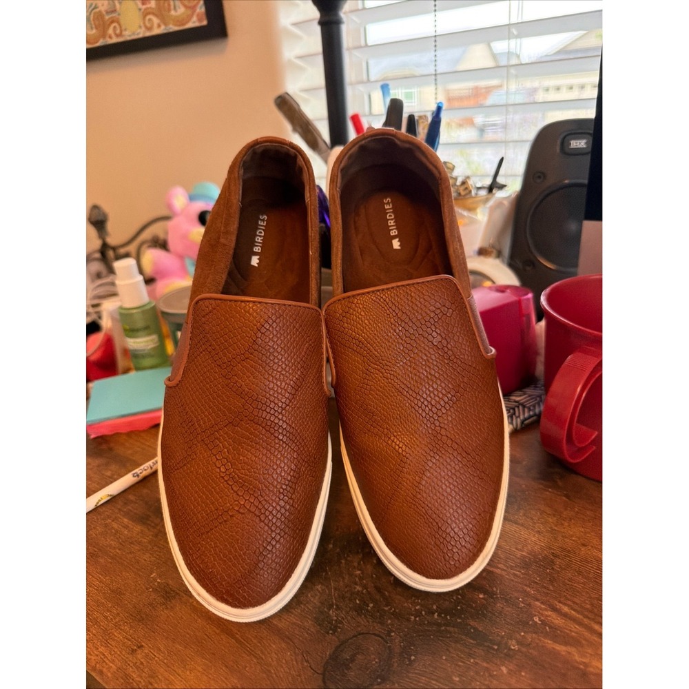 Birdies Women The Swift Slip On Shoes Cognac Leather Loafers Size 6.5